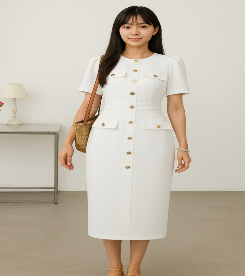 Vestido Branco Elegante Bodycon - Look Seoul Glam