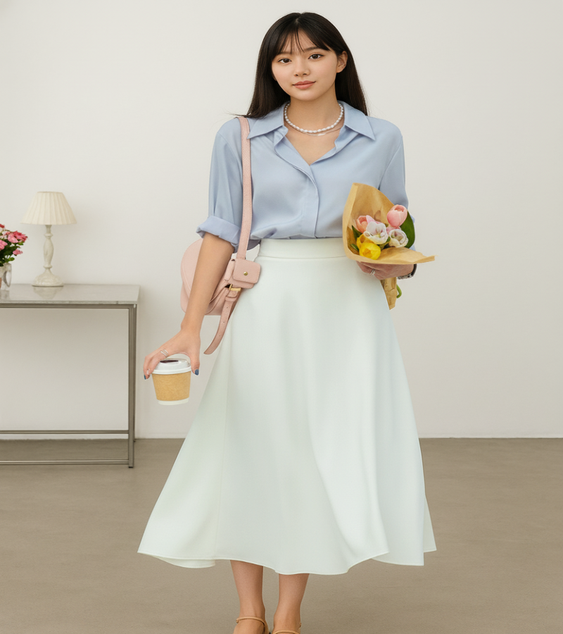 Saia de Veludo Cotelê Branca – Elegante, Sofisticada e com Caimento Impecável