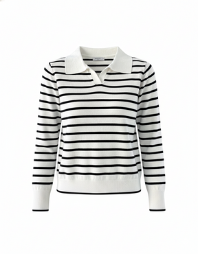 Look Rainha das Lagrimas - Suéter Listrado de gola  + Calça Alfaiataria