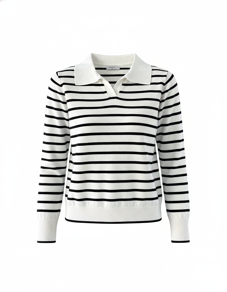 Look Rainha das Lagrimas - Suéter Listrado de gola  + Calça Alfaiataria