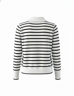 Look Rainha das Lagrimas - Suéter Listrado de gola  + Calça Alfaiataria