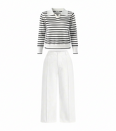 Look Rainha das Lagrimas - Suéter Listrado de gola  + Calça Alfaiataria