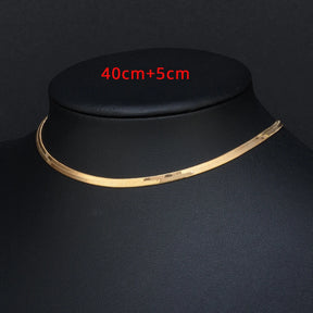 Gargantilha Punk com Corrente de Cobra e Lâmina Plana, Colar Dourado e Prateado