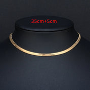 Gargantilha Punk com Corrente de Cobra e Lâmina Plana – Estilo Dourado e Prateado