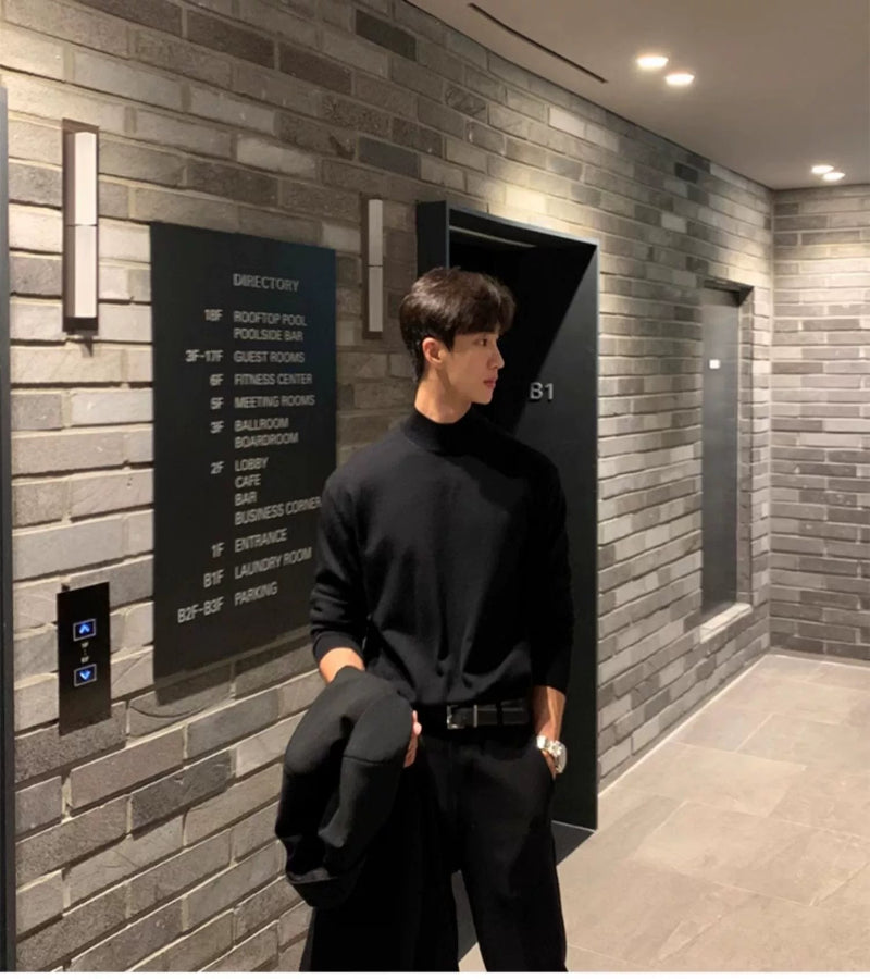 Suéter Masculino Gola Alta Coreana - Look Seoul Urbano
