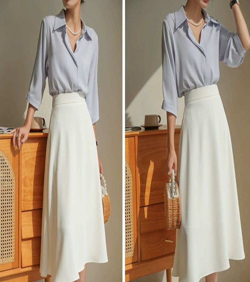 Saia de Veludo Cotelê Branca – Elegante, Sofisticada e com Caimento Impecável