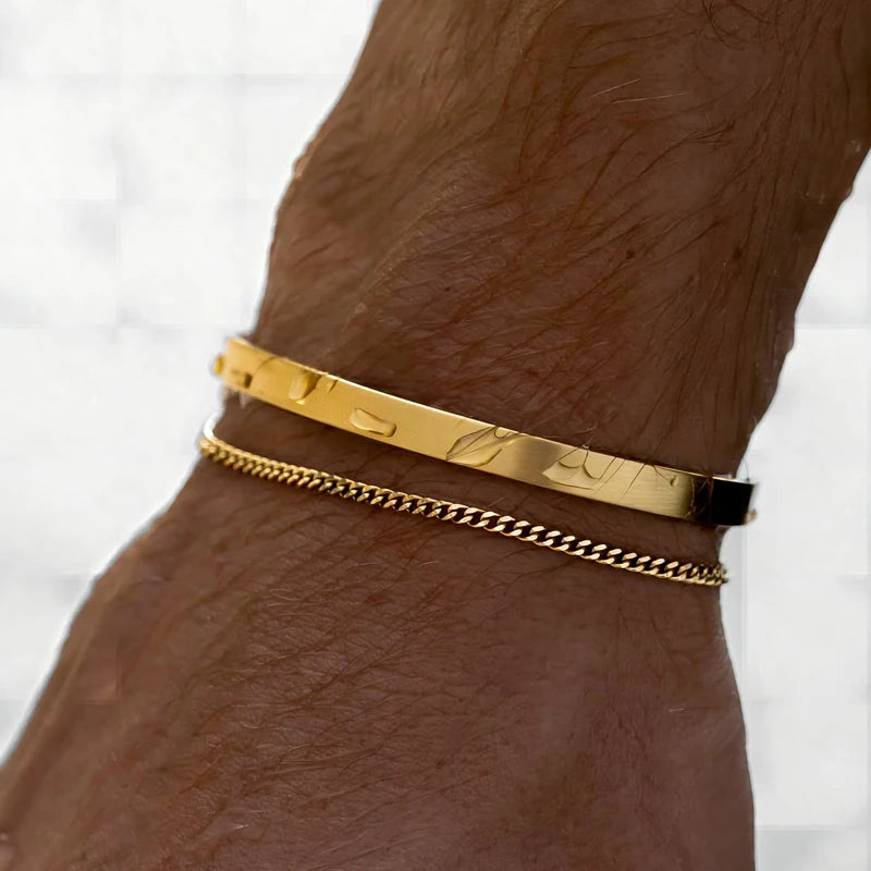 Pulseiras empilháveis para homens, conjuntos de pulseiras banhadas