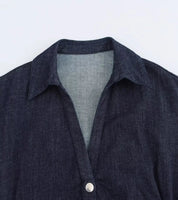 Vestido Jeans Midi Slim com Lapela - Look Seoul Denim Chic