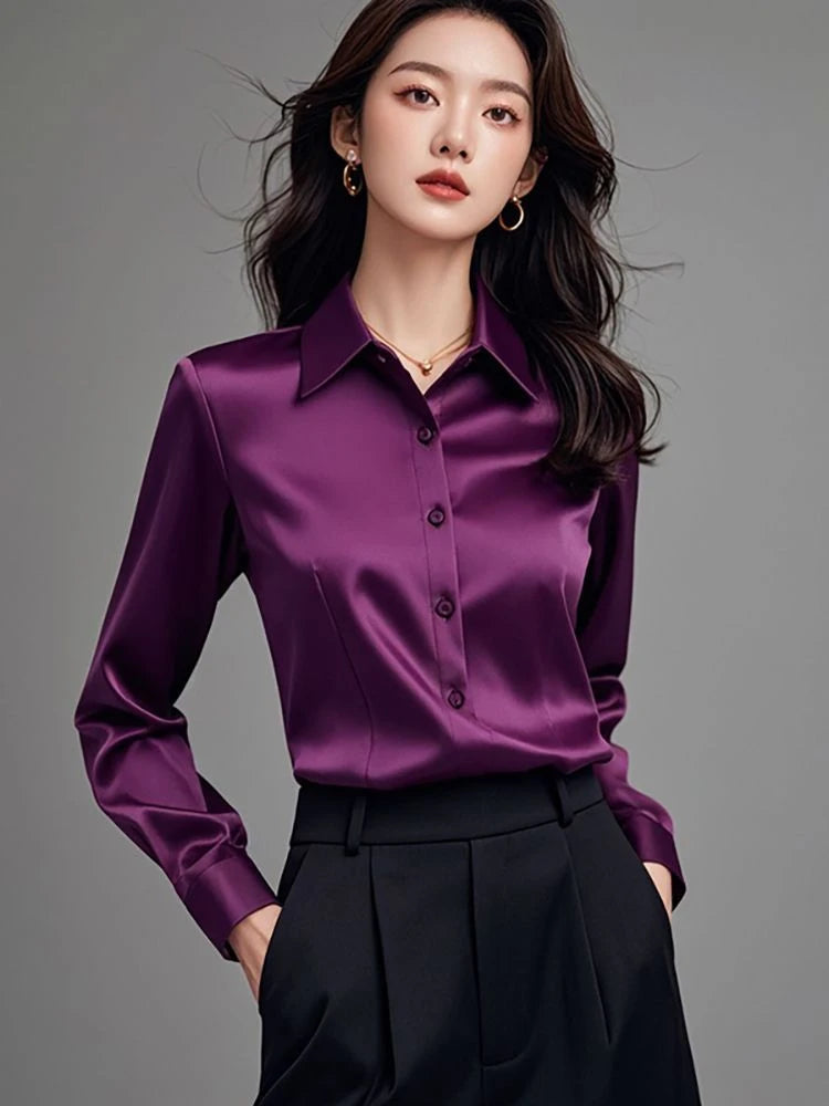 Camisas de seda mulheres coreanas moda Y2k