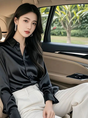 Camisas de seda mulheres coreanas moda Y2k