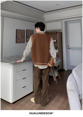 Colete suéter masculino casual decote em V