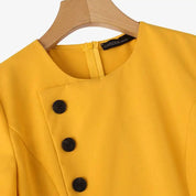 Vestido de Festa Vintage Colete Cintura A-line , com Botão Plissado