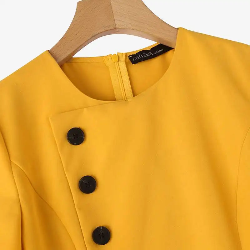 Vestido de Festa Vintage Colete Cintura A-line , com Botão Plissado