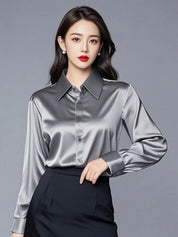 Camisas de seda mulheres coreanas moda Y2k