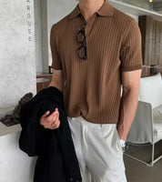 Camisa Masculina de Manga Curta Estilo Coreano