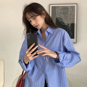 BLUSA LISTRADA RAINHA DAS LAGRIMAS - SOCIAL E MANGA LONGA