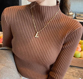 Blusa  canelada gola alta - Serenité