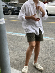 Camisa Masculina Coreana de Linho Leve - Look Seoul Verão