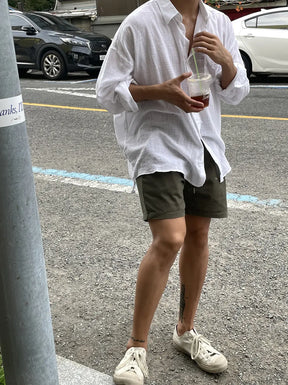 Camisa Masculina Coreana de Linho Leve - Look Seoul Verão