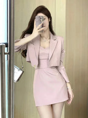 Conjunto de duas peças blazer casaco + vestido