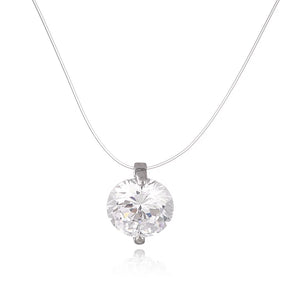 Colar Amor Invisível – Pingente de Cristal em Linha Transparente