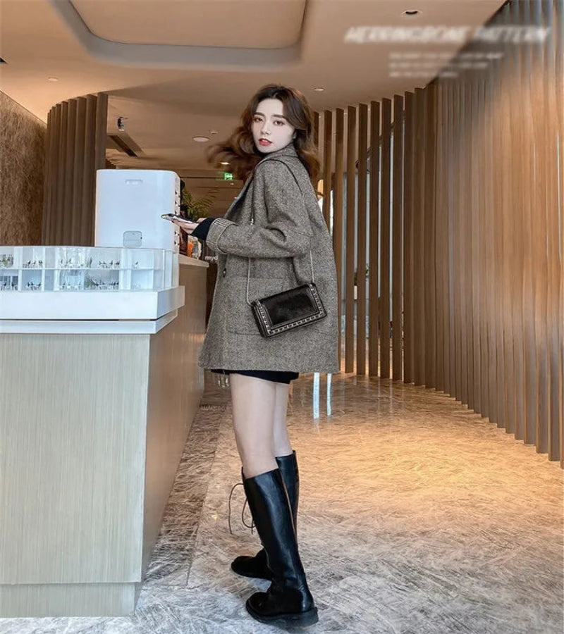 Jaqueta de lã feminina de alta qualidade casaco