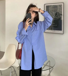 BLUSA LISTRADA RAINHA DAS LAGRIMAS - SOCIAL E MANGA LONGA