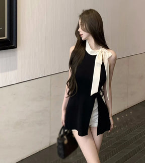 Regata Halterneck com laço de verão, slim fit