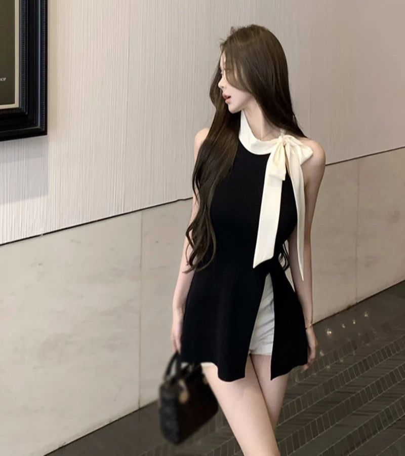 Regata Halterneck com laço de verão, slim fit