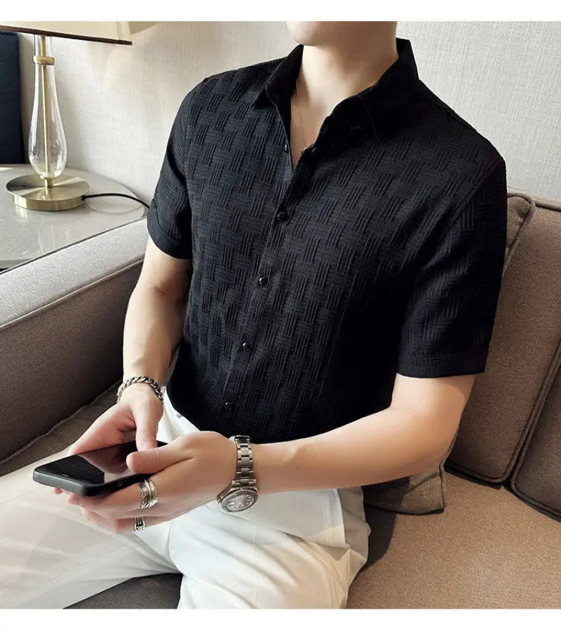 Camisa Masculina Coreana de Verão – Estilo Casual e Elegante