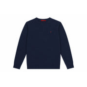 Suéter Masculino CH com Gola Redonda, Ajuste Slim, Manga Longa, Pullover de Tricô com Bordado Vermelho, Top Casual para Negócios