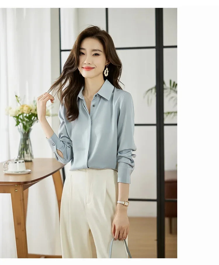 Camisa elegante de manga comprida, ajuste solto