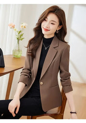 Jaqueta de terno feminina cor caramelo casual