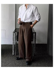 Camisa Masculina Coreana de Manga Longa com Pregas - Look Seoul Chic