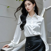 Camisas de seda mulheres coreanas moda Y2k