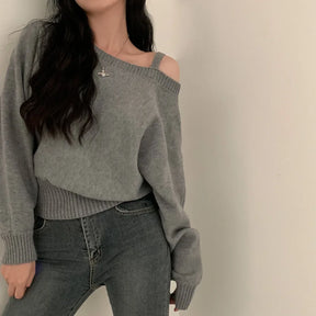 Blusa suerte estilo coreano chique com ombros de fora