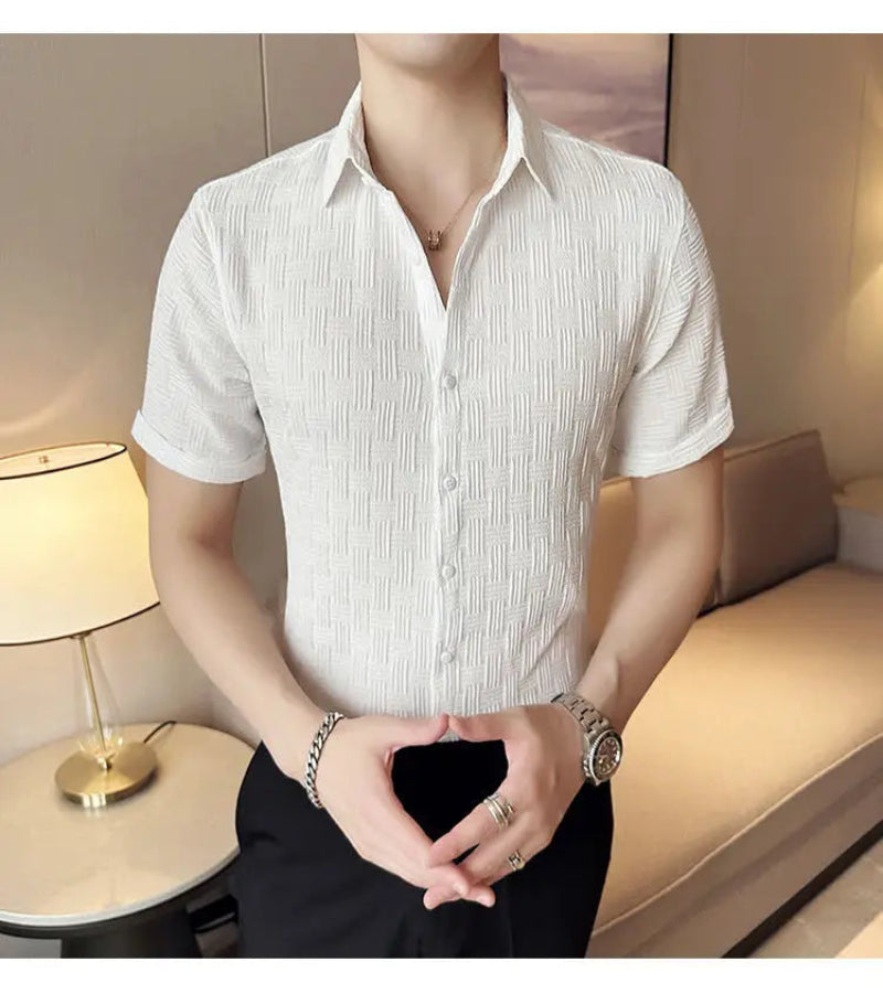 Camisa Masculina Coreana de Verão – Estilo Casual e Elegante