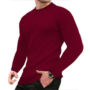 Casaco masculino moda pequena verificação Waffle juventude em torno do pescoço jacquard xadrez com capuz