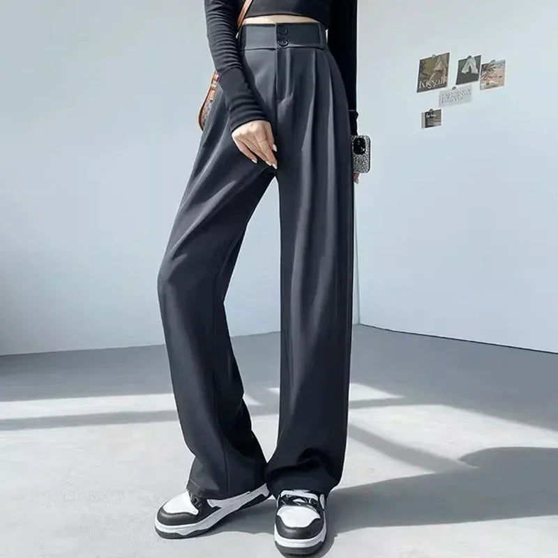 Calça Reta Feminina – Estilo Casual Coreano