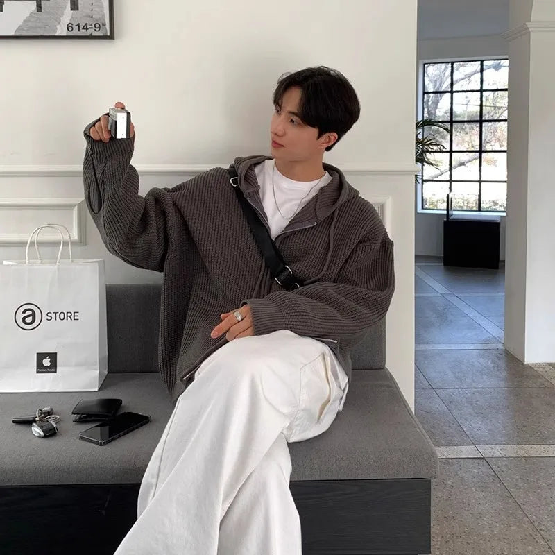 Moletom Leve de Malha com Capuz – Estilo Coreano Vintage