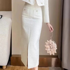 Conjunto Tweed com Jaqueta Curta e Saia - Look Elegância Profissional