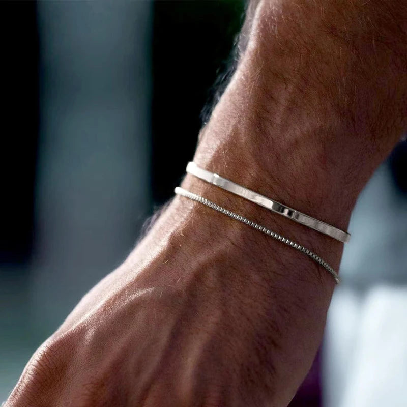 Pulseiras empilháveis para homens, conjuntos de pulseiras banhadas