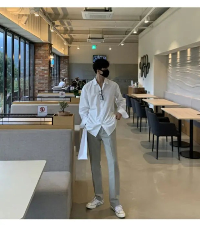 Camisa Masculina Coreana Leve de Luxo