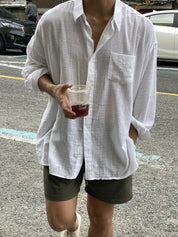 Camisa Masculina Coreana de Linho Leve - Look Seoul Verão
