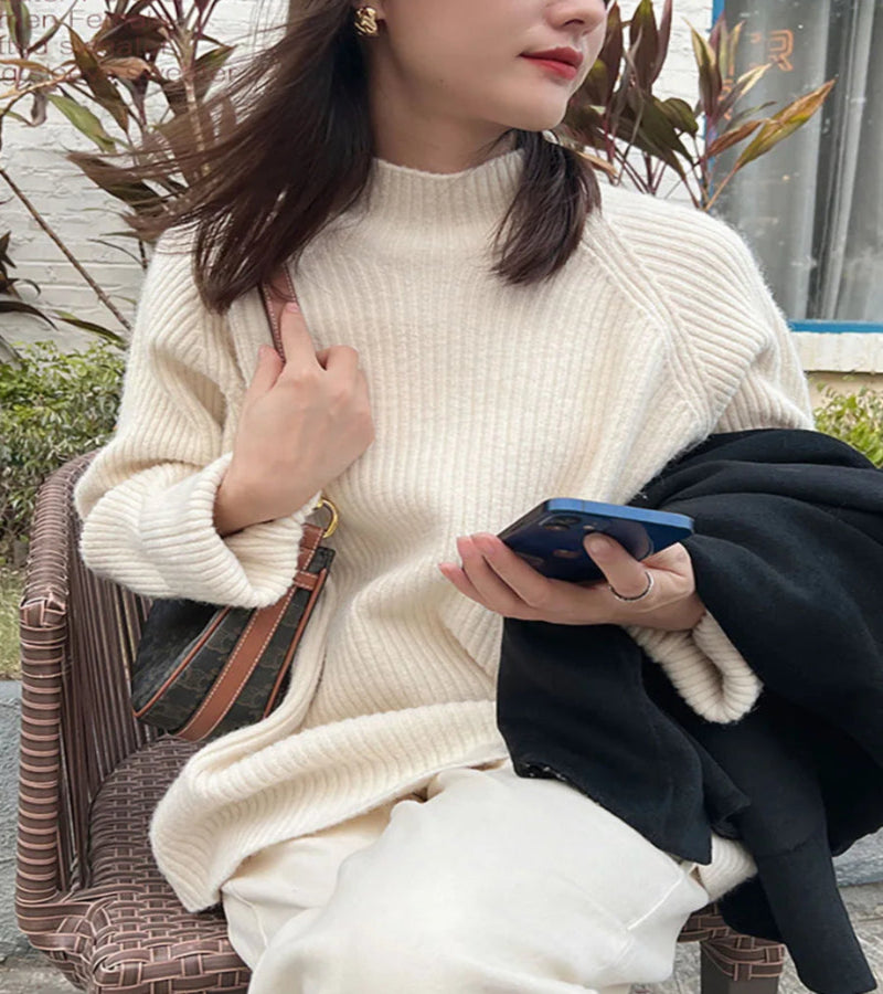 Suéter Gola Alta Feminino Casual - Inverno Elegante