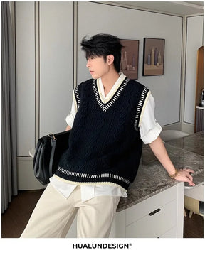Colete suéter masculino casual decote em V