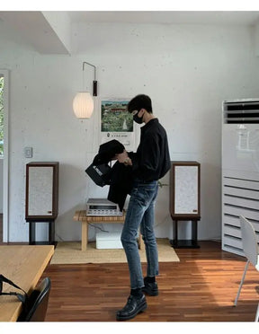 Camisa masculina leve de luxo coreana