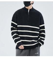 SUÉTER MASCULINO LISTRADO COM ZÍPER