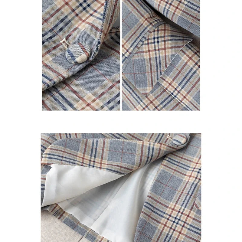 Blazer Xadrez Feminino Slim - Look Seoul Office
