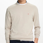 Suéter Masculino CH com Gola Redonda, Ajuste Slim, Manga Longa, Pullover de Tricô com Bordado Vermelho, Top Casual para Negócios
